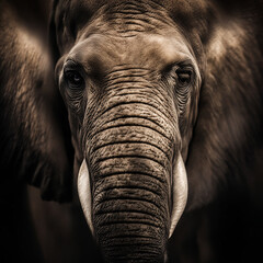 Close up of an elephant. Nice portrait of elephant. Ai generative