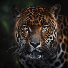 Close up portrait of a leopard. AI-generated.  Nice portrait of gepard. 