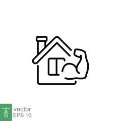 Home workout icon. Simple outline style. Gym, exercise, house training, active, fitness, fit, sport concept. Thin line symbol. Vector illustration isolated on white background. EPS 10.