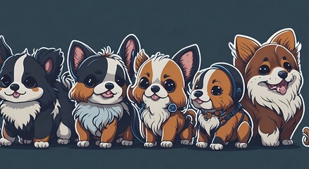 Chibi dogs stickers