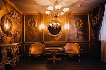 Luxurious Elegant Living Room Decor. Generative AI