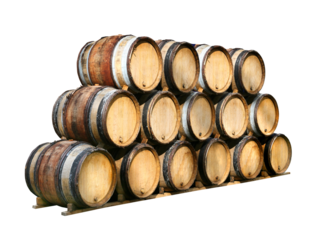 gestapelte Holzfässer