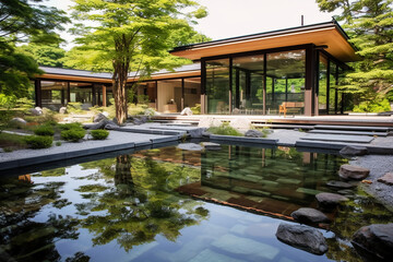 Obraz premium A modern villa garden. AI generative