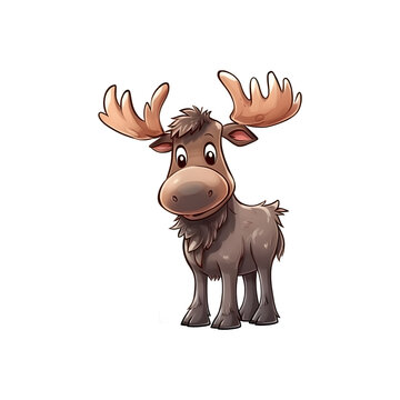 Playful Giant: 2D Illustration of a Cute Moose