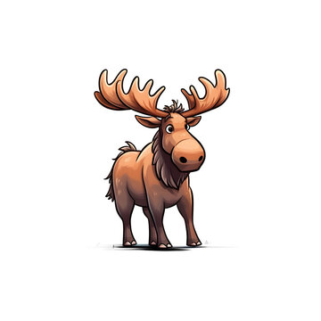 Playful Giant: 2D Illustration of a Cute Moose