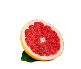 Fresh grapefruit slice isolated on a white background