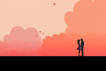 romantic 2D wallpaper for desktop computer. AI generative