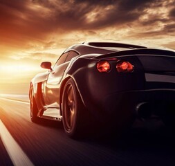 Sports car in the sunset 