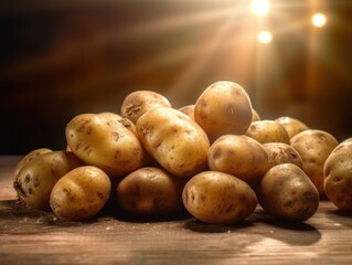 a heap of potatoes cleaned and ready to cook, generative ai