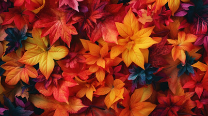 Autumn foliage background. Vibrant fall leaves. Generative AI.