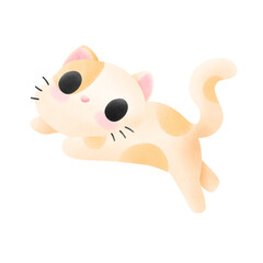 Jump spotted tabby cat Beige color watercolor