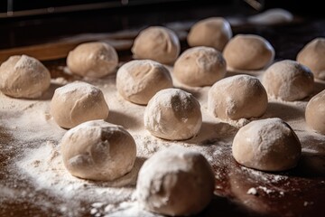 Fototapeta na wymiar Homemade yeast dough, balls. Generative ai.