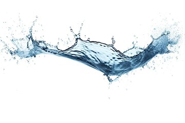 Streams of blue water with splashes on a white background. Generative ai.