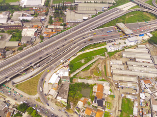 Aerial Photography. Aerial View of Purbaleunyi Highway Interchange and Toll Road, Bandung, West Java Indonesia, Asia