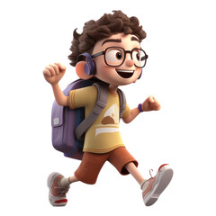 A male student cartoon character who is happy when going to school. Concept back to school. On a...