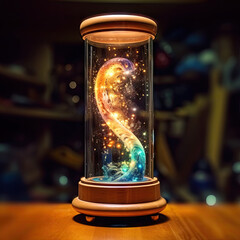 A mini galaxy inside a vacuum tube.