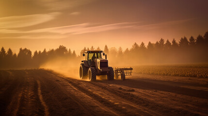 Fototapeta premium tractor working in the field