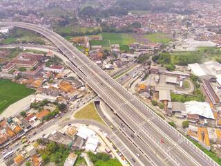 Aerial Photography. Aerial View of Purbaleunyi Highway Interchange and Toll Road, Bandung, West Java Indonesia, Asia