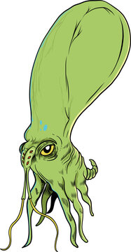 An alien octopus in cartoon style. Vector Illustration