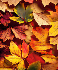 a colorful leaf background with the word autumn on it