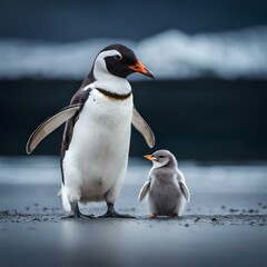 Naklejka premium penguin on the rocks