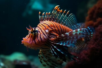 lionfish in aquarium.