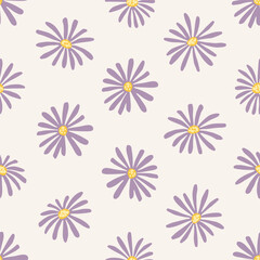 Seamless vector pattern with hand drawn wildflowers. Cute summer pattern with lovely flowers. Floral vector endless background for summer design, holiday decorations and prints. Colored illustration