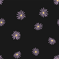 Seamless vector pattern with hand drawn wildflowers. Cute summer pattern with lovely flowers. Floral vector endless background for summer design, holiday decorations and prints. Colored illustration