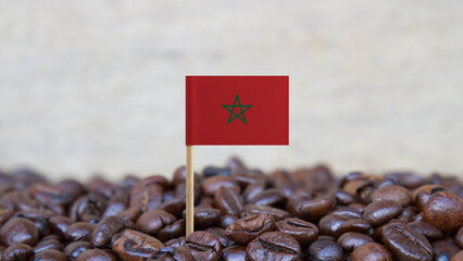 The Flag of Morocco on the Coffee Beans