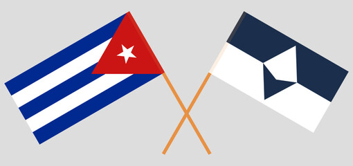 Fototapeta na wymiar Crossed flags of Cuba and Antarctica. Official colors. Correct proportion