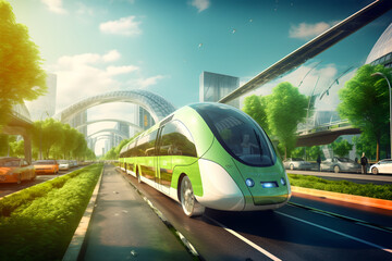 The Future of Mobility: Innovative Transportation Systems and Advanced Technologies for Efficient Urban Planning. sustainable transportation solutions. green energy concept.