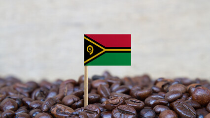 The Flag of Vanuatu on the Coffee Beans