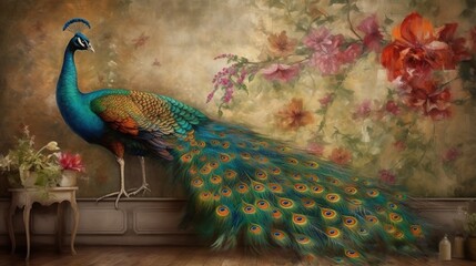 Colorful Peacock Generative AI