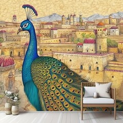 Colorful Peacock Generative AI
