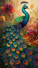 Colorful Peacock Generative AI