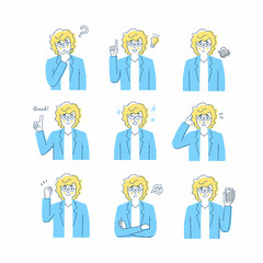 男性の表情　バリーエーションセット