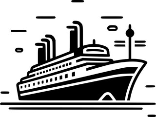 Obraz premium Cruise | Black and White Vector illustration
