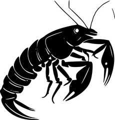 Crawfish - Black and White Isolated Icon - Vector illustration