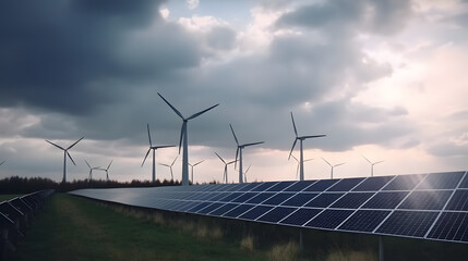 wind turbine and solar panels Generative AI