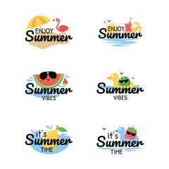  Set of summer sticker label vector 