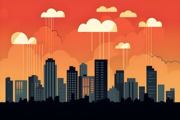 Fototapeta premium Abstract doodle of cityscape. Generative AI.