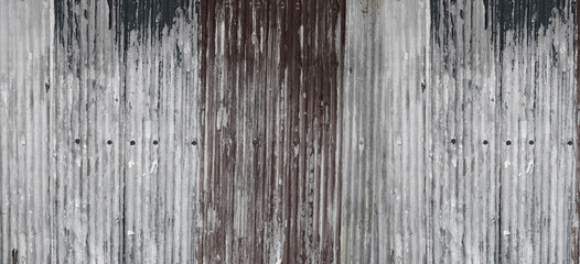 Wide old zinc texture of wall house background.