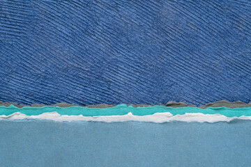 abstract landscape with a blue sky and ocean - a collection of handmade textured art papers