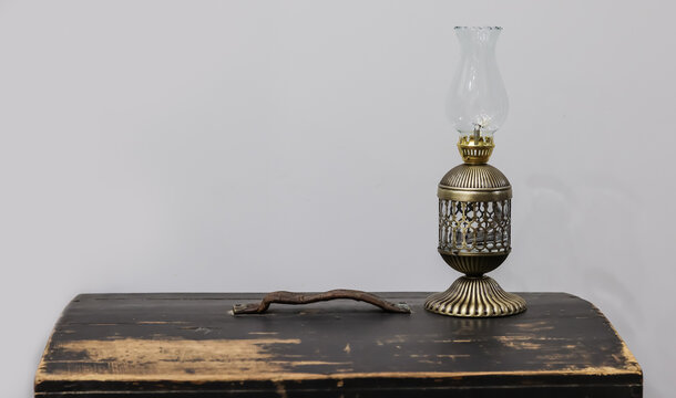 Oriental beautiful antique metal lamp.