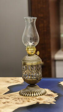 Oriental beautiful antique metal lamp.