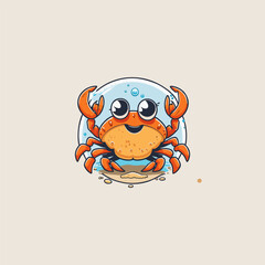 Cute crab seafood logo mascot character food restaurant cartoon © Jaka