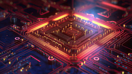 Imagined Glowing 3D Quantum computing processor