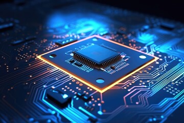 Fantastic CPU of the future background. Generative AI