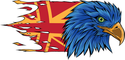 vector illustration of Eagle Head mascot with british flag