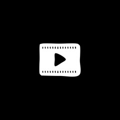 Fototapeta premium Video playlist hand drawn icon isolated on black background